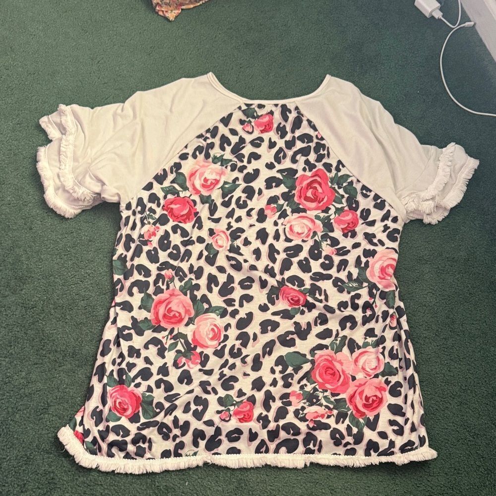 Floral Leopard Print Top